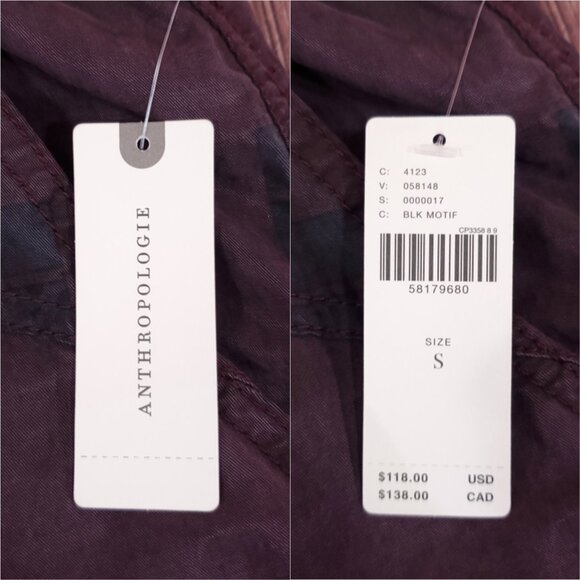 NWT Anthropologie Womens Size Small Jacquie Button Fly Joggers Pants Plaid Plum - Picture 9 of 14